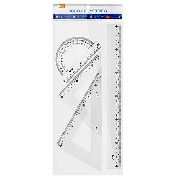 Kit Geométrico 1° Grau Transparente RE00005 Brw