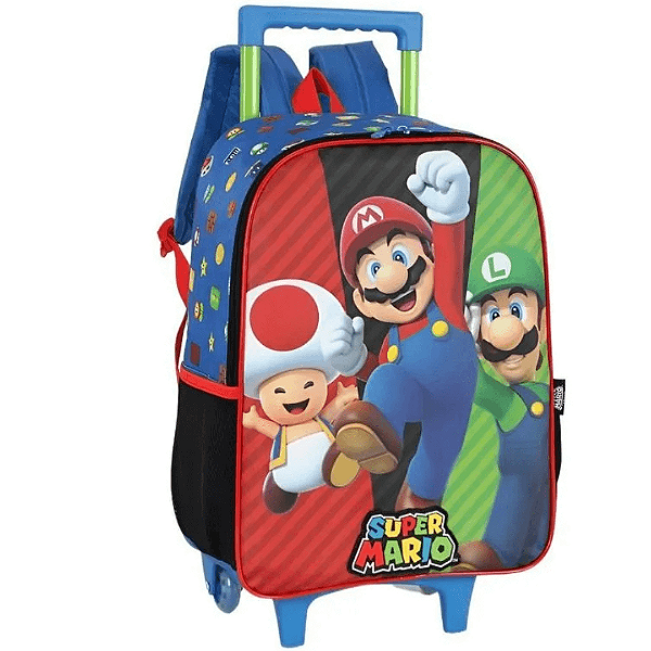 Mochila De Rodinhas Mario Bros Azul IC42532MO-AZ Luxcel