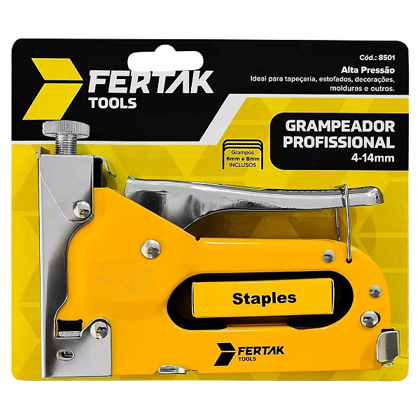 Grampeador Tapeceiro Profissional Grampo 4mm-14mm 8501 Fertak