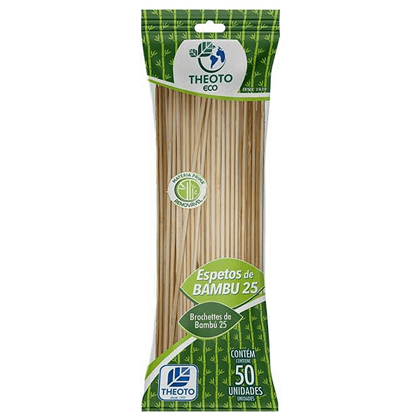 Espeto De Bambu Para Churrasco 4mmx25cm Com 50 Unidades 64164 Theoto