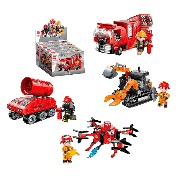 Blocos De Montar Bombeiro Em Ação Mine City 12021 Keepplay