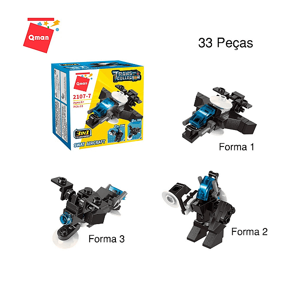 Blocos De Montar Set Bombeiro/Policia 3 Em 1 2107 Keepplay