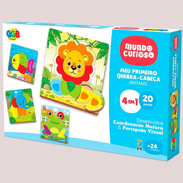 Quebra Cabeça Meu Primeiro Quebra Cabeça Animais 4 Em 1 20 Peças 1127 GGB