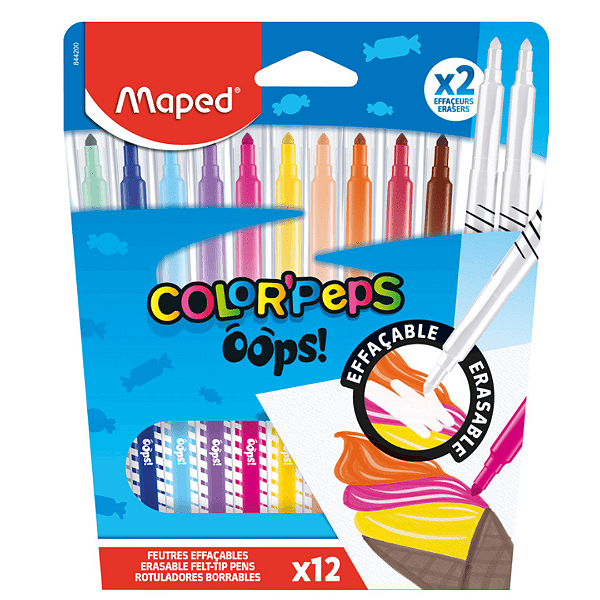 Caneta Hidrografica Apagável Color Peps Oops 10 Cores Maped