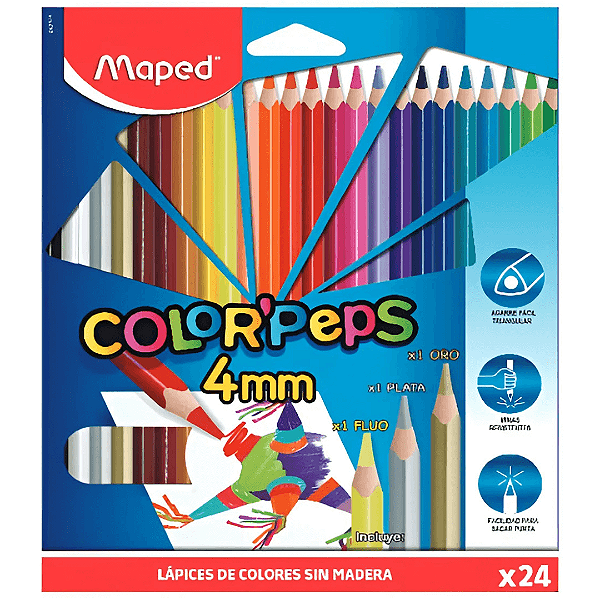 Lápis De Cor Color Peps Strong 4mm Com 24 Cores Maped