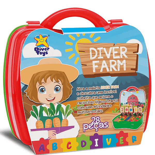 Diver Massa Maleta Abc Diver Farm Com Acessórios 8358 Diver Toys