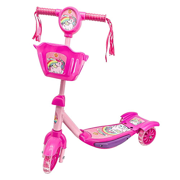 Patinete Unicórnio Com Cesta DMR0003 Dm Toys