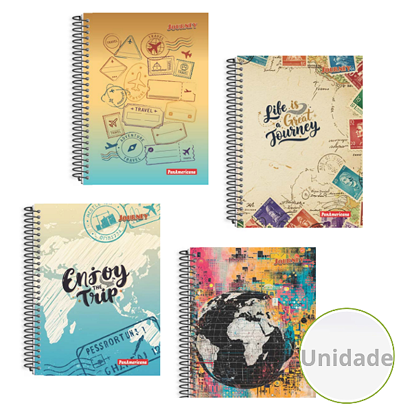 Caderno Espiral Capa Dura Journey 80 Folhas Panamericana
