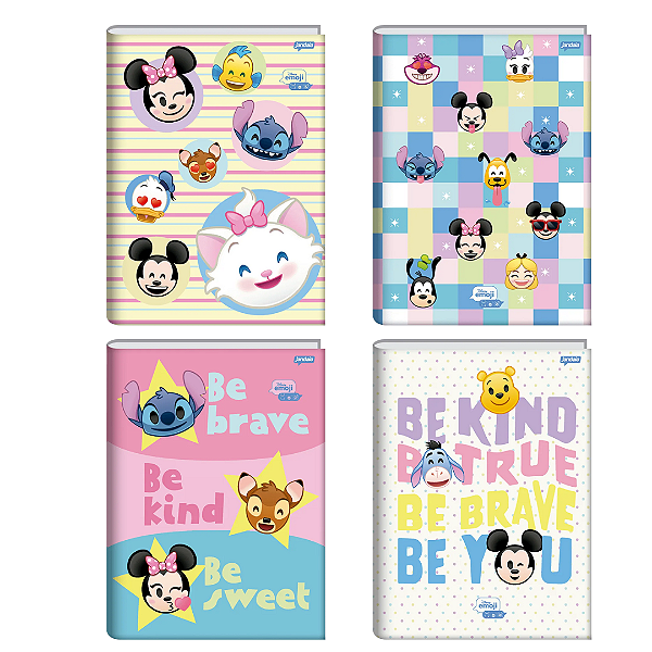 Caderno Brochura Capa Dura Disney Emoji 80 Folhas Jandaia