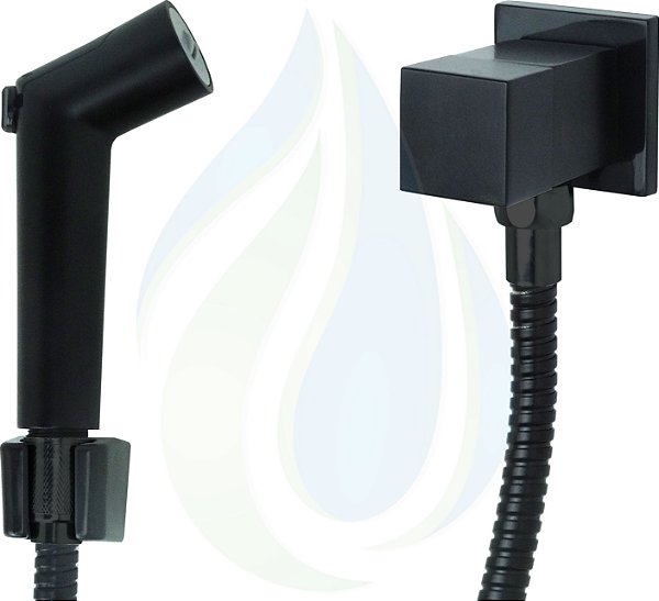 Ducha Higiênica Quadrada Metal Para Banheiro Lavabo Black Matte Gatilho Push PRETO FOSCO Cód. 121