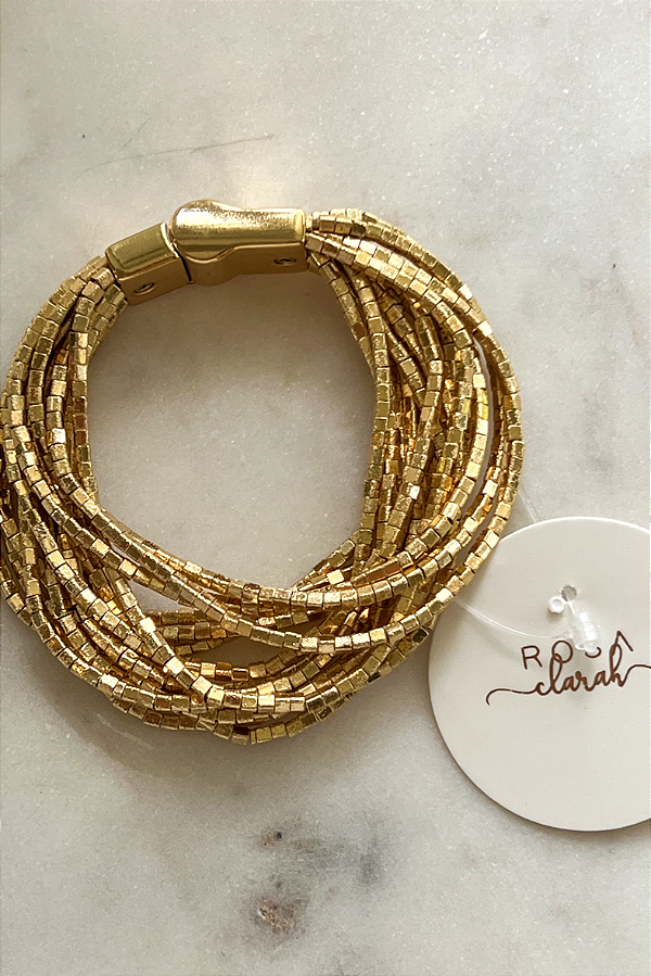 Pulseira Dourada Canutilhos 14 tiras
