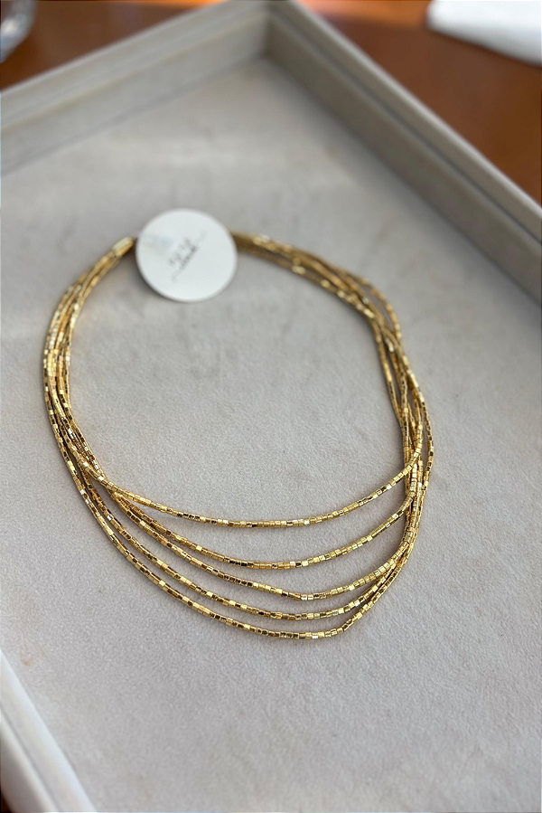 Colar Dourado Canutilhos 5 fios