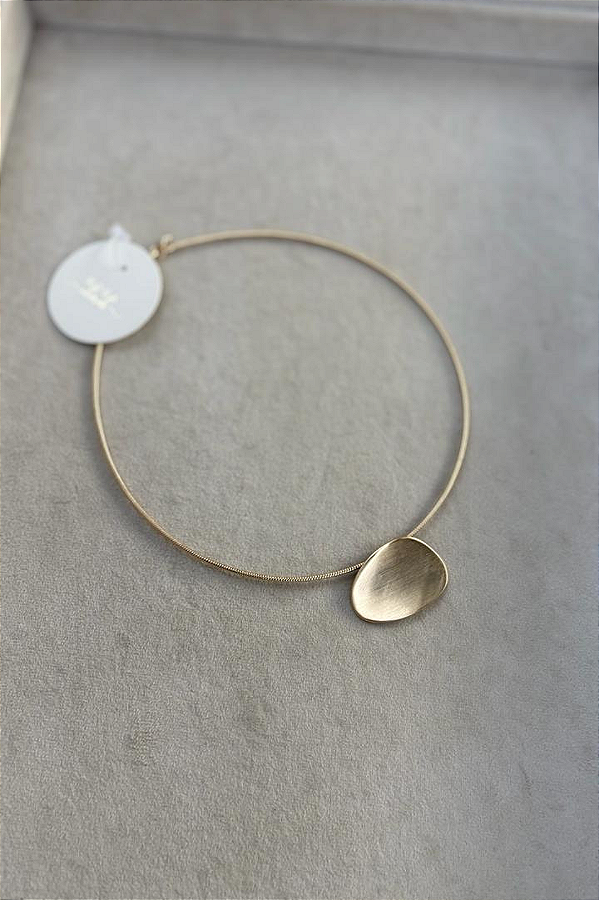 Chocker Dourada Fina Ping. Escovado