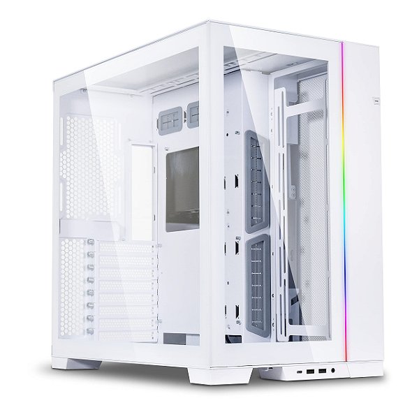 Gabinete gamer Lian Li - 011 Dynamic EVO Snow White - Mid Tower, Modo reverso, Vidro Temperado
