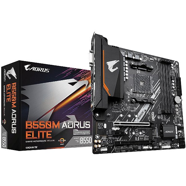 Placa mãe Gigabyte - B550M AORUS Elite - AM4, DDR4, mATX, M.2