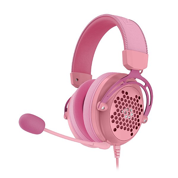 Headset gamer Redragon - Diomedes Bubblegum - Som surround 7.1, Microfone removível