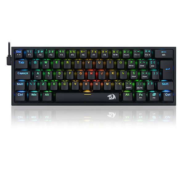Teclado gamer Redragon - Fizz - RGB, ABNT2, Layout 60%, ABS doubleshot