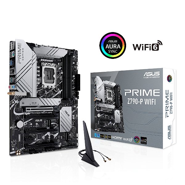Placa mãe Asus - PRIME Z790-P WiFi - LGA1700, DDR5, PCie 5.0, M.2, WiFi6, Bluetooth 5.2