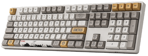 Teclado gamer Akko - One Piece Calligraphy 5108S - RGB, Switch Akko Sakura, Full Size, Material PBT, Keycaps perfil JDA, Teclado licenciado official Toey Animation