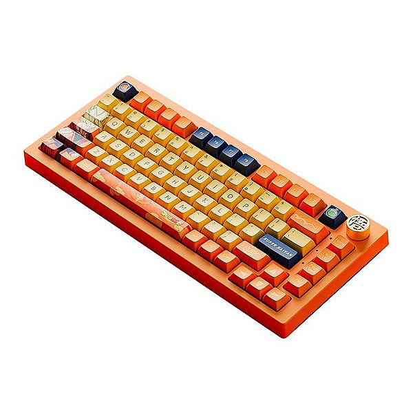Teclado gamer Akko - Dragon Ball Super Goku 5075B Plus - RGB, Formato 75%, Gasket mount, Switches Akko Crystal, Layout ANSI, Wireless 2.4G, Bluetooth, USB, Teclado licenciado official Toey Animation