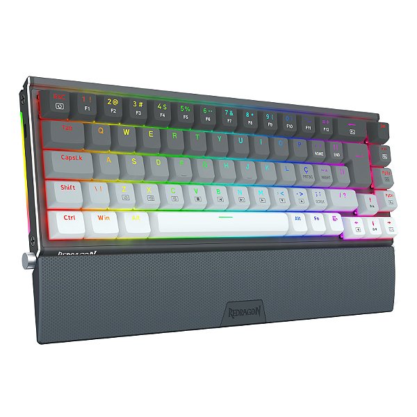 Teclado gamer Redragon - Shaco Gradient Black - RGB, Formato 65%, Layout ABNT2, Doubleshot, Switches Redragon Brown