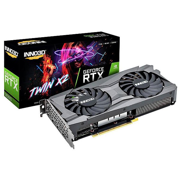 Placa de Vídeo Inno3d - Geforce RTX 3060 Twin X2 - 12GB, GDDR6, DLSS, RayTracing, PCIe 4.0, 192Bit