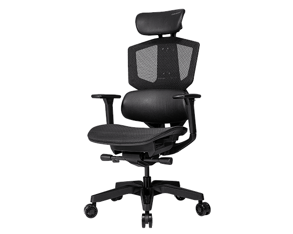 Cadeira ergonômica Cougar - Argo One Black - Suporte de até 150Kg, Estrutura em elastômero, Assento deslizante, Braços 3D ajustáveis - Frete sobre consulta!