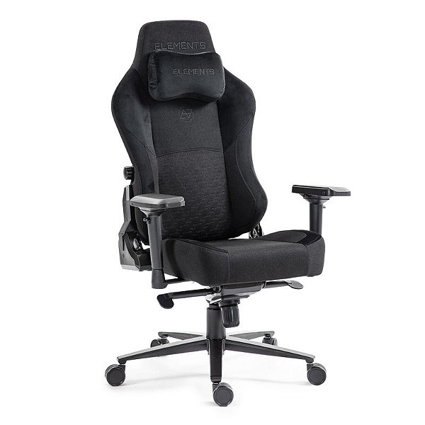 Cadeira gamer Elements - Lunari Fearless Black - Pistão Classe 4, Suporte até 150kg