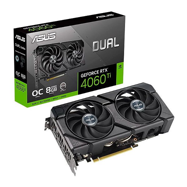 Placa de Video Asus GeForce RTX 4060 Ti OC Dual Edition, 8GB, GDDR6, 128-bit, DUAL-RTX4060TI-O8G