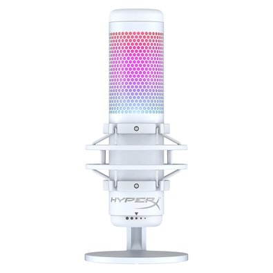 Microfone Gamer HyperX QuadCast S Podcast, Antivibração, LED RGB, USB, Compatível com PC, PS4 e Mac, Branco