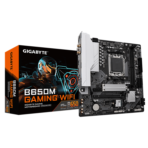 Placa Mãe Gigabyte B650M Gaming WIFI, Chipset B650, AMD AM5, M-ATX, DDR5 - B650M-GAMING-WIFi