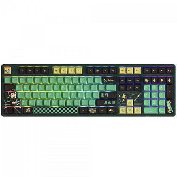 Teclado Mecânico Gamer Akko 5108B-Plus Kamado Tanjiro, RGB, USB/Bluetooth, Switch Cream Yellow V3 Pro, ANSI