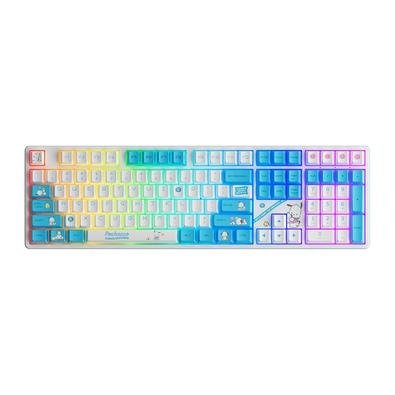 Teclado Mecânico Gamer Akko 5108B Plus Pochacco Blue, RGB, Switch Cream Yellow V3 PRO, N-Key, ANSI
