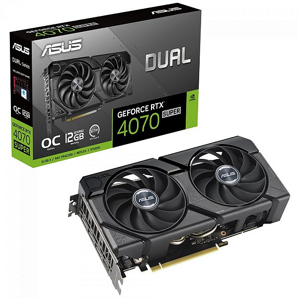 Placa de Vídeo Asus Dual NVIDIA GeForce RTX 4070 Super EVO OC, 12GB, GDDR6X, DLSS, Ray Tracing