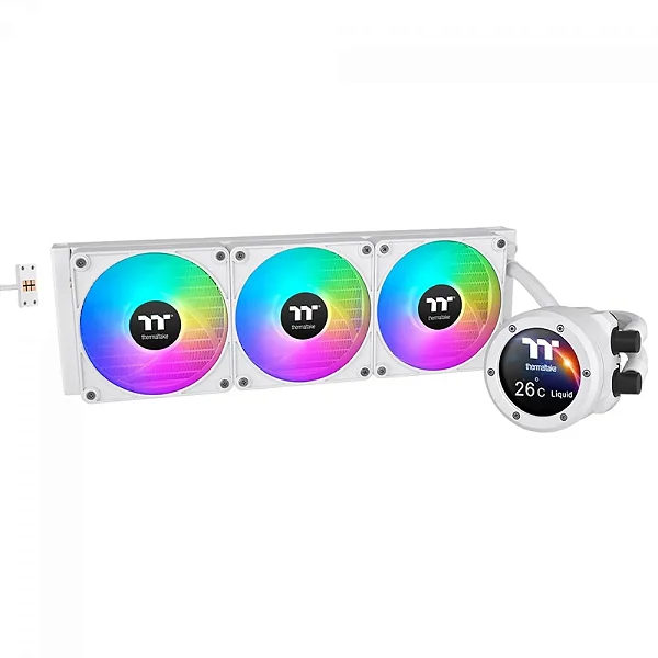 Water Cooler 360 Branco Thermaltake TH360 V2 Ultra EX ARGB Fans Magnéticas, Display LCD, Intel/AMD - CL-W426-PL12SW-A