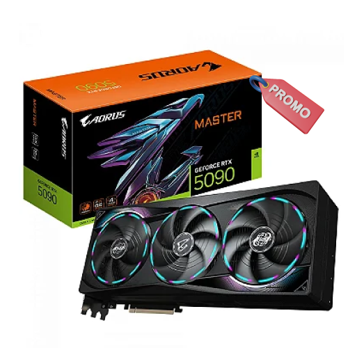 Placa de Vídeo Gigabyte RTX 5090 AORUS MASTER 32G NVIDIA GeForce, 32GB, GDDR7, RGB, G-Sync, Ray Tracing, DLSS 4, HDR - GV-N5090AORUS M-32GD
