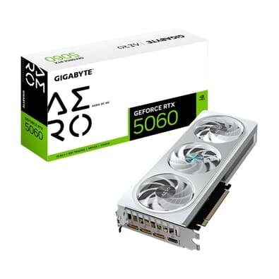 Placa de Vídeo Gigabyte RTX 5060 AERO OC 8G NVIDIA GeForce, 8GB GDDR7, 128bits, DLSS, Triple Fan, Ray Tracing