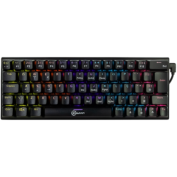 Teclado Mecânico Kalkan Loki 60% Iluminação Rainbow Preto Switch Marrom USB Tipo-C