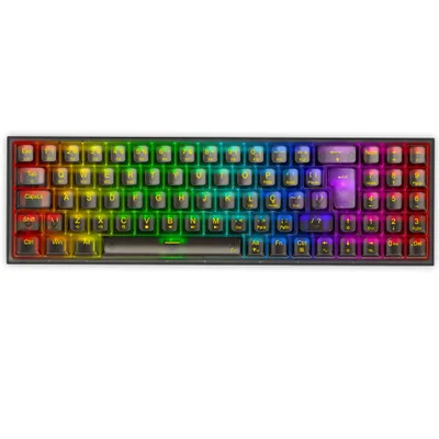 Teclado Mecanico Gamer Pollux Pro RGB Clear Wireless Switch Crystal  Pt Preto