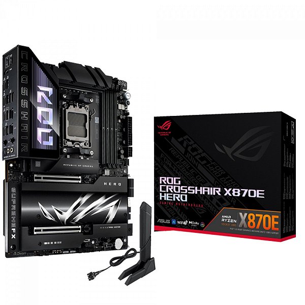 Placa Mãe Asus ROG Crosshair X870E Hero, Chipset X870E, AMD AM5, WiFi 7, ATX, DDR5 - ROG CROSSHAIR X870E HERO
