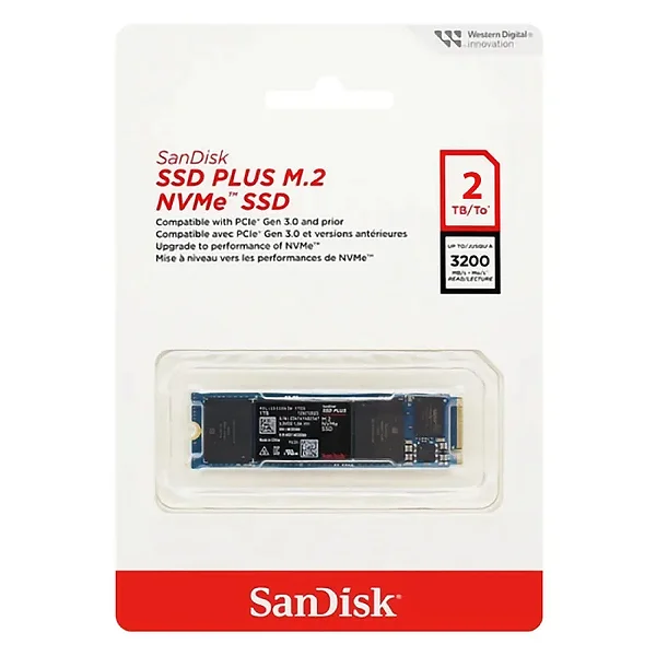 SSD Interno SanDisk SSD PLUS M.2 NVMe PCIe Gen 3.0 - 2 TB - sdssda3n-2t00g-g26