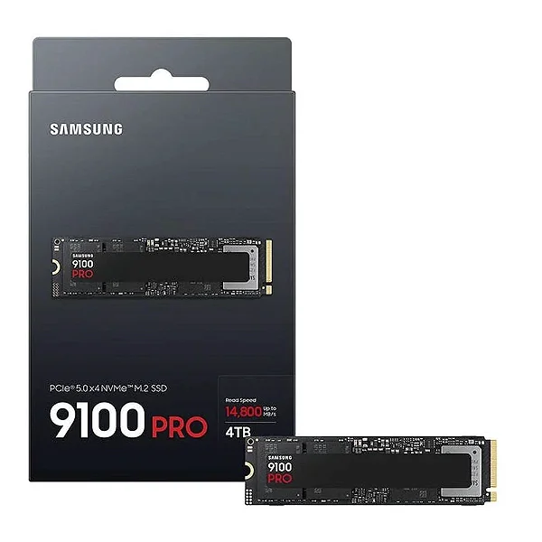 M.2 Samsung 9100 Pro Pci-E Nvme Gen5 4tb Leituras: 14800mb/S E Gravações: 13400mb/S - MZ-VAP4T0