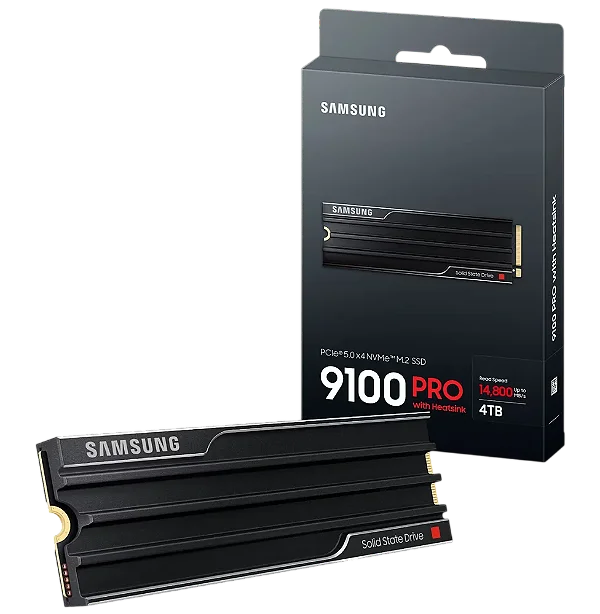 SSD M.2 Nvme Gen5 4TB 14.800mb/s Samsung 9100 Pro Com Dissipador PC / Ps5 / Playstation 5 SSD PCie 5.0 Gen 5 - Mz-vap4t0cw