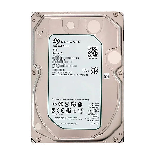 HD Seagate 8TB SkyHawk, 7200 RPM, 256MB, 3.5, SATA 3 - ST8000VE001