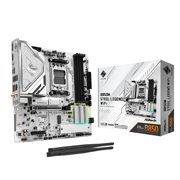 Placa Mãe Asrock B850m Steel Legend Wifi, Amd Am5, Matx, Wf/blt, Ddr5 - B850m Steel Legend Wifi