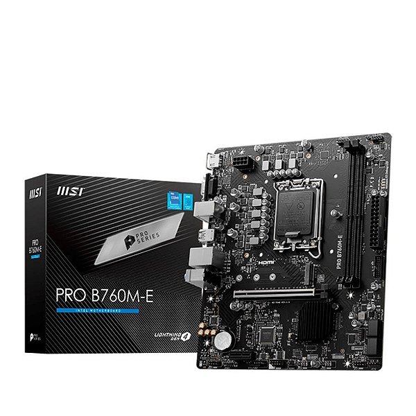 Placa-Mãe MSI Pro B760M-E, Intel LGA 1700, M-ATX, DDR4, Preto - PRO B760M-E DDR4