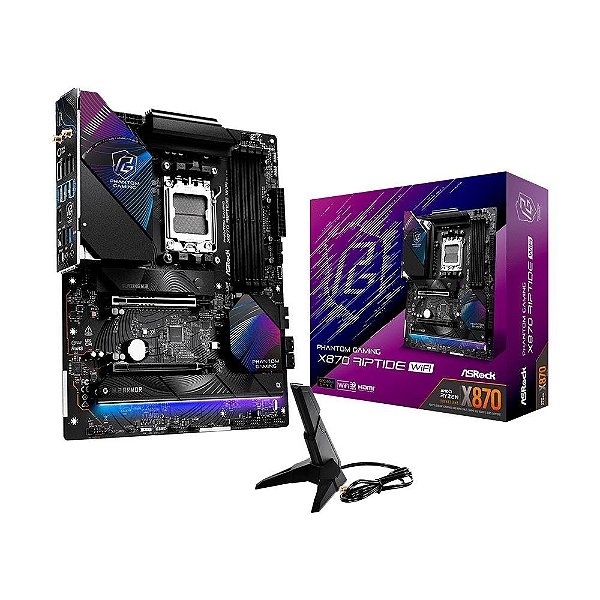 Placa-Mãe ASRock X870 Riptide, AMD, AM5, ATX, WiFi, DDR5, Preto - 90-MXBQC
