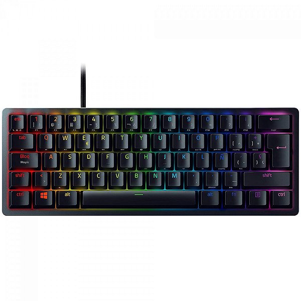 Teclado Óptico Gamer Razer Huntsman Mini, RGB, USB, Switch Purple, ANSI, 60%, Preto, RZ0303390500