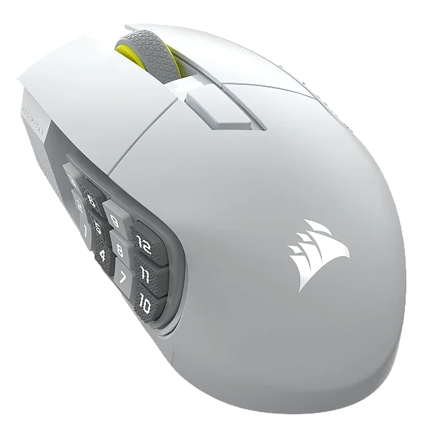 Mouse Gamer Corsair Scimitar Elite SE MMO Wireless - Branco / Amarelo - CH-9314011-WW