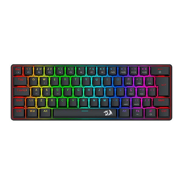Teclado Mecanico Redragon Jax, Rainbow, ABNT2, Switch Marrom, Preto, K613-KB-PT-BROWN